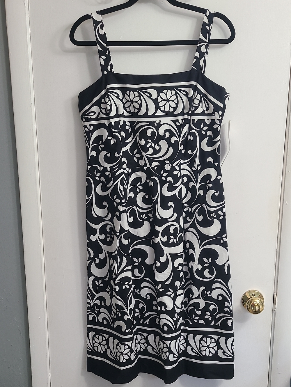 NWT Karin Stevens Women's Summer, Casual Events, Black and White Midi Dress Sz 8
